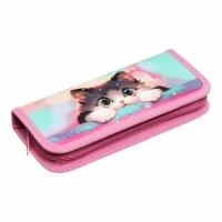 Пенал 1 секция, 90 х 195 х 25 мм, Calligrata "Котик корея", ламинированный картон