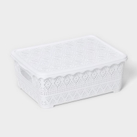 Контейнер для хранения с крышкой «Ажур», пластик, 35×27×12 см, цвет МИКС Контейнер для хранения с крышкой «Ажур», пластик, 35×27×12 см, цвет МИКС