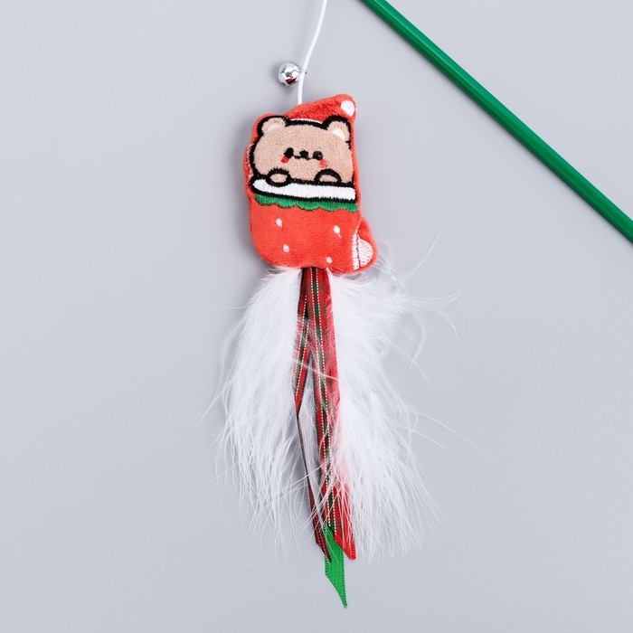 Новый год. Дразнилка-удочка для кошек с бубенчиком Новый год. Дразнилка-удочка для кошек с бубенчиком "Медведь", 40 см