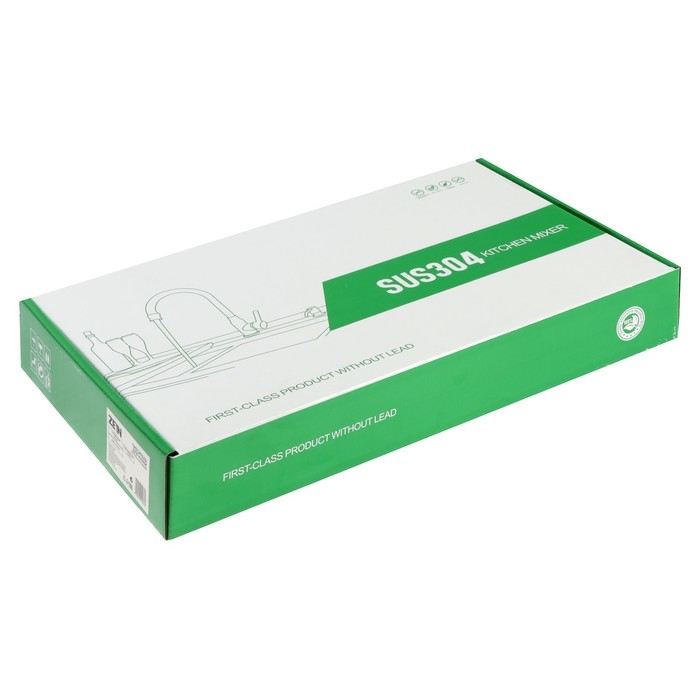 Смеситель для кухни ZEIN Z3730, двухвентильный, черный гибкий излив, корпус сатин