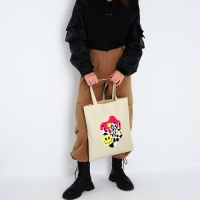 Шопер текстильный с вышивкой Smile , 40х35 см, бежевый цвет Шопер текстильный с вышивкой Smile , 40х35 см, бежевый цвет