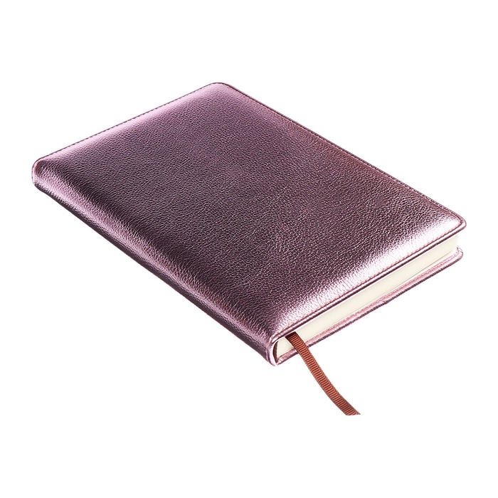 Ежедневник недатированный, обложка ПВХ, формат А5, 140 л, клетка, металлик Розовый