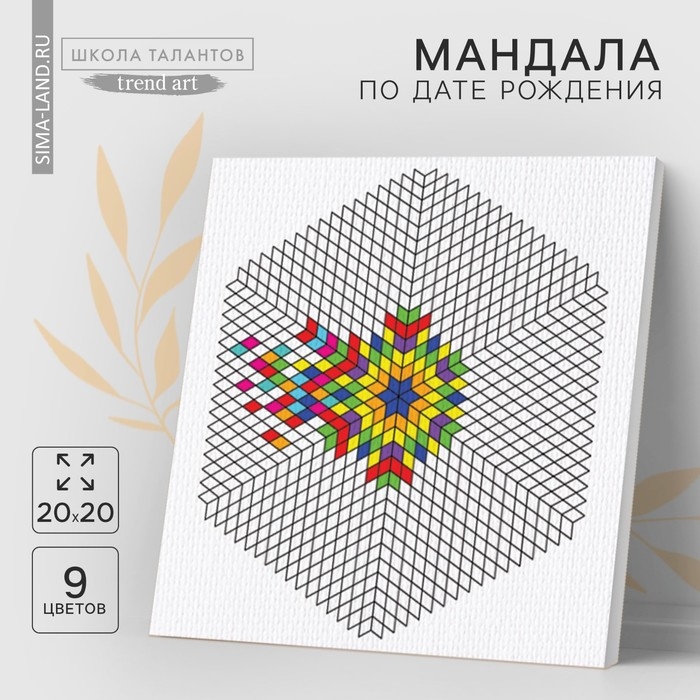Набор для рисования. Раскраска антистресс &laquo;Мандала по дате рождения&raquo;, холст на подрамнике, 20 х 20 см