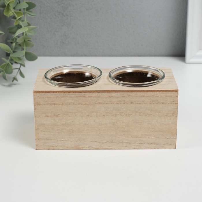 Подсвечник дерево на 2 свечи Подсвечник дерево на 2 свечи "Домики" d=4 см 7,7х15,5х8 см