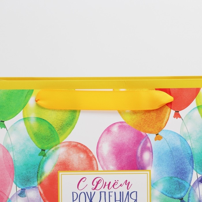 Упаковка, пакет подарочный ламинированный горизонтальный, &laquo;С днём рождения&raquo;, ML 27 х 23 х 11,5 см