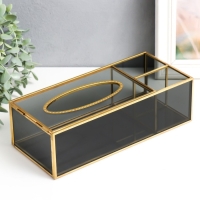 Шкатулка стекло салфетница и подставка "Затемнённая" 7,5х11,5х25,5 см Шкатулка стекло салфетница и подставка "Затемнённая" 7,5х11,5х25,5 см