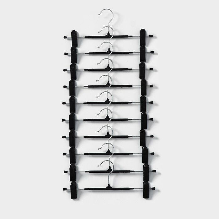 Вешалки для брюк и юбок с зажимами, набор 10 шт, 32×13,5 см, цвет чёрный Вешалки для брюк и юбок с зажимами, набор 10 шт, 32×13,5 см, цвет чёрный