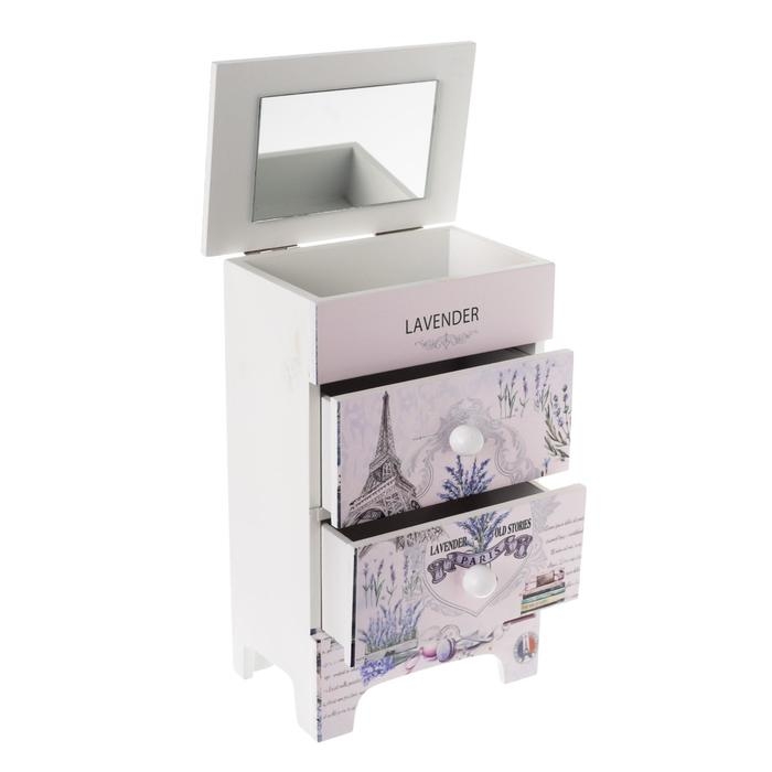 Шкатулка дерево комод 2 ящика "Эйфелева башня, лаванда" 18,5х11,5х7,5 см