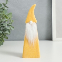 Сувенир керамика "Бородатый гномик в высоком колпаке" жёлтый флок 15,3х3,2х5 см Сувенир керамика "Бородатый гномик в высоком колпаке" жёлтый флок 15,3х3,2х5 см