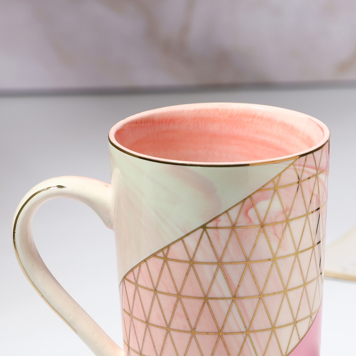 Кружка керамическая &laquo;Геометрия&raquo;, 350 мл, цвет розовый