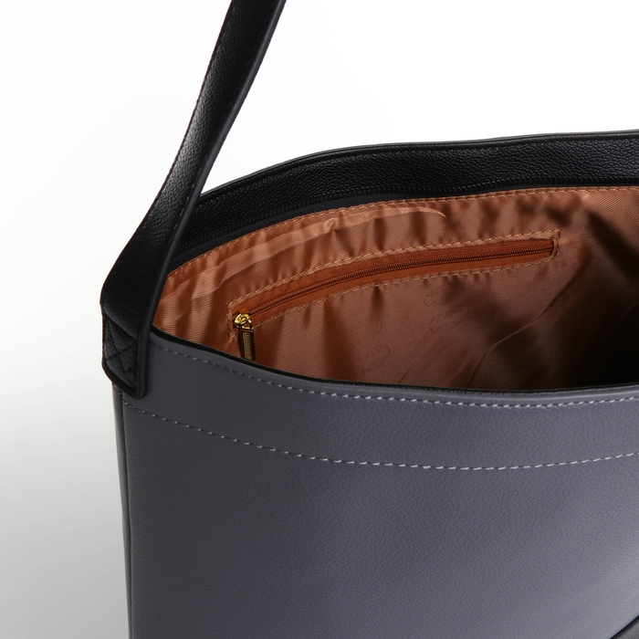 Сумка-мешок женская на молнии, цвет серый/чёрный