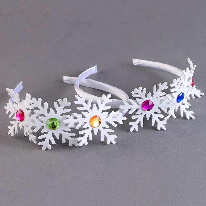 Новый год! Карнавальный ободок &laquo;Снежинки&raquo; со стразами