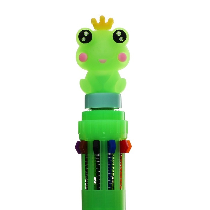 Ручка шариковая автоматическая 10-ти цветная, Ручка шариковая автоматическая 10-ти цветная, "Лягушка-спиннер", МИКС