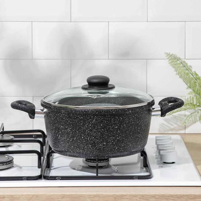 Кастрюля Доляна &laquo;Элит&raquo;, 4 л, d=26 см, h=11 см, антипригарное покрытие, стеклянная крышка