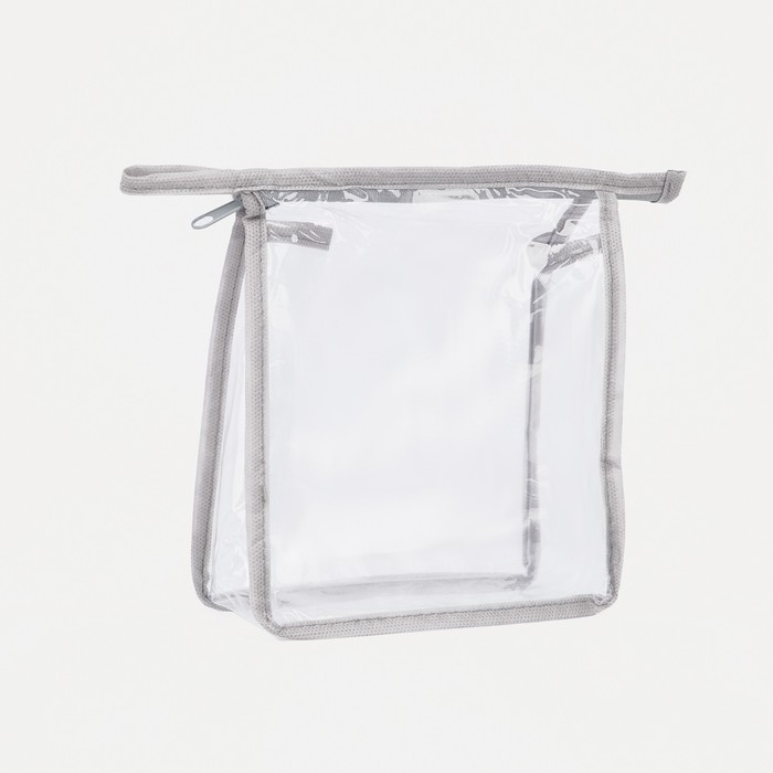 Косметичка на молнии, цвет серый/прозрачный