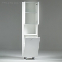 Пенал на ножках для ванной комнаты "Вега 4503" с корзиной, белый 45 х 30 х 181 см