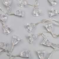 Гирлянда &laquo;Нить&raquo; 5 м с насадками &laquo;Колокольчики&raquo;, IP20, прозрачная нить, 20 LED, свечение мульти (RG/RB), мигание, 220 В