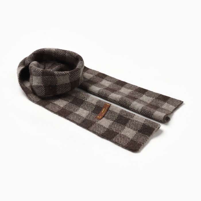 Шарф из монгольской шерсти Шоколадный Шарф из монгольской шерсти Шоколадный "Шахматы" , цвет серый/коричневый