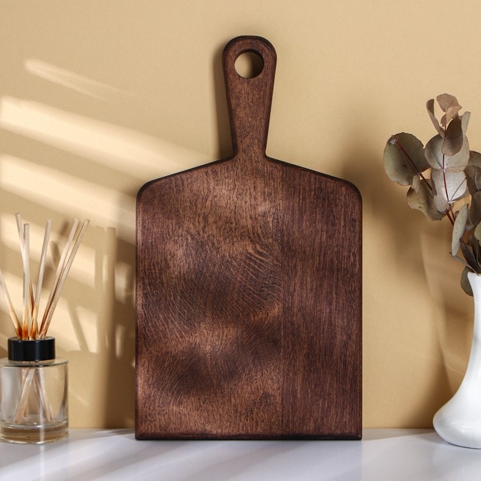 Доска разделочная для подачи с ручкой Adelica, 34&times;19,5&times;2 см, тёмный граб