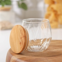 Банка стеклянная для хранения сыпучих продуктов &laquo;Эко. Грани&raquo;, 400 мл, 10&times;9,5 см, с бамбуковой крышкой