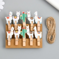 Декор для творчества дерево "Прищепка. Ламы и кактусы" набор 10 шт 5х2х1,2 см Декор для творчества дерево "Прищепка. Ламы и кактусы" набор 10 шт 5х2х1,2 см