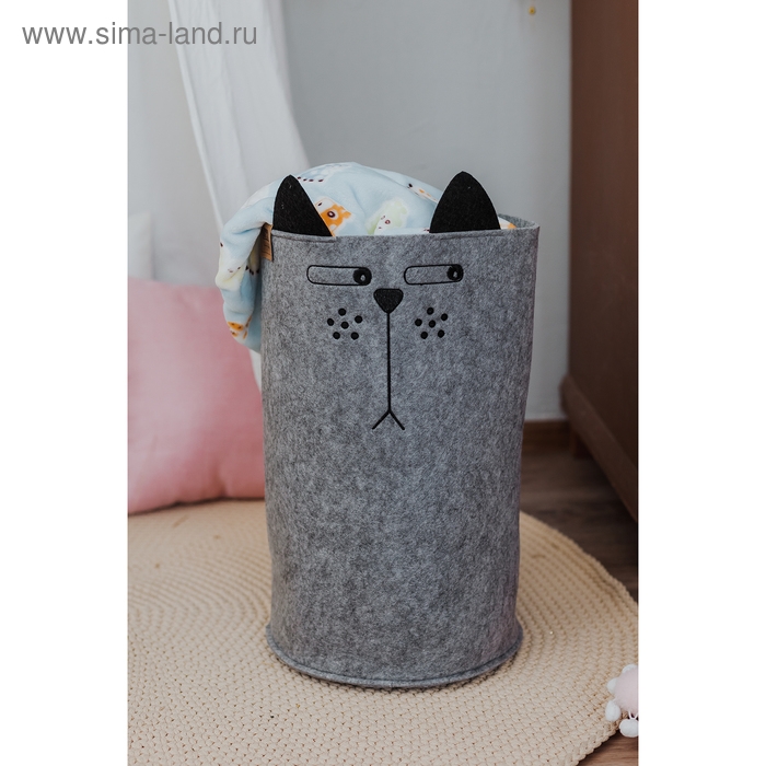 Корзина для хранения Funny &laquo;Котяра&raquo;, 29&times;29&times;54 см, цвет серый