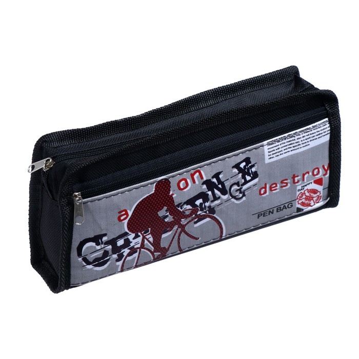 Пенал школьный на молнии 2 отделения Пенал школьный на молнии 2 отделения "Велосипед", МИКС