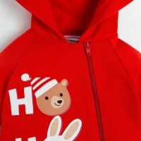 Комбинезон с капюшоном Крошка Я &laquo;Новогодние зверята&raquo;, рост 80-86 см, цвет красный