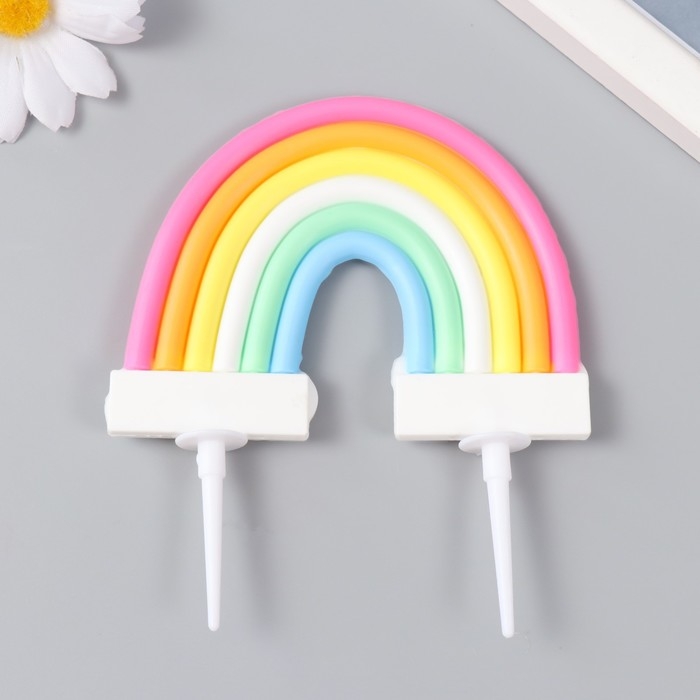 Декор для творчества пластик "Радуга в облаках со звёздами" 7 см