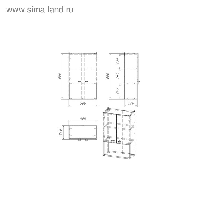 Шкаф для ванной комнаты "Вега 5004" белый, 50 х 24 х 80 см