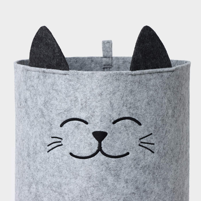 Корзина для хранения Funny &laquo;Котик&raquo;, цвет серый