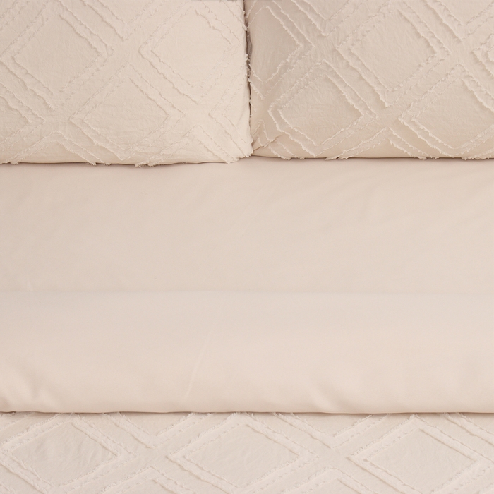 Постельное бельё LoveLife Tufting 2сп "Ромб" 175*215см,200*230см,50*70см-2шт, цвет бежевый, 110 г/м2