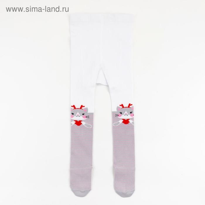 Новый год.Колготки Крошка Я "Котик", белый, рост 86-92 см