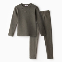 Термобелье для мальчика (лонгслив, легинсы) цвет хаки, рост 134