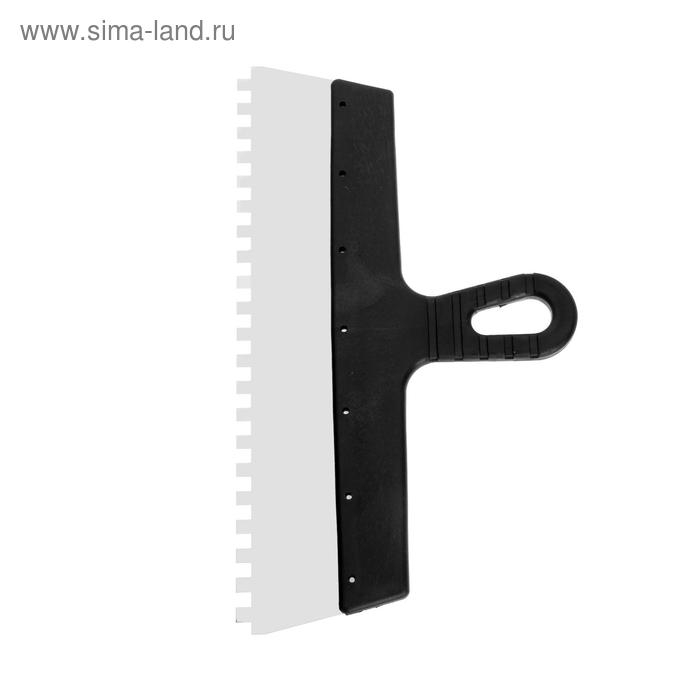 Шпатель зубчатый ЛОМ, 350 мм, зуб 8 мм, нержавеющая сталь