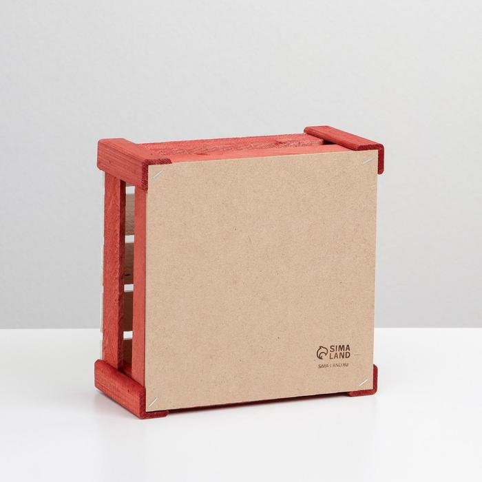 Подарочная коробка - ящик новогодний &laquo;С новым годом&raquo;, деревянный 20 &times; 20 &times; 10  см