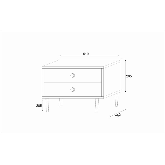 Тумба прикроватная Астория 2, 510х380х530, Белый/ Белый МДФ 19мм