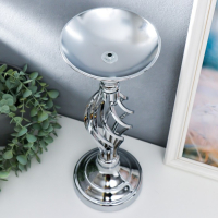 Подсвечник металл на 1 свечу "Сплетение" серебро 40х14х15 см Подсвечник металл на 1 свечу "Сплетение" серебро 40х14х15 см