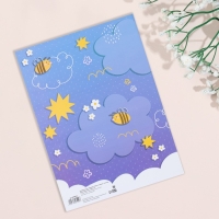 Свидетельство о рождении "Радуга и облака" тиснение, фиолетовый фон, А4 Свидетельство о рождении "Радуга и облака" тиснение, фиолетовый фон, А4