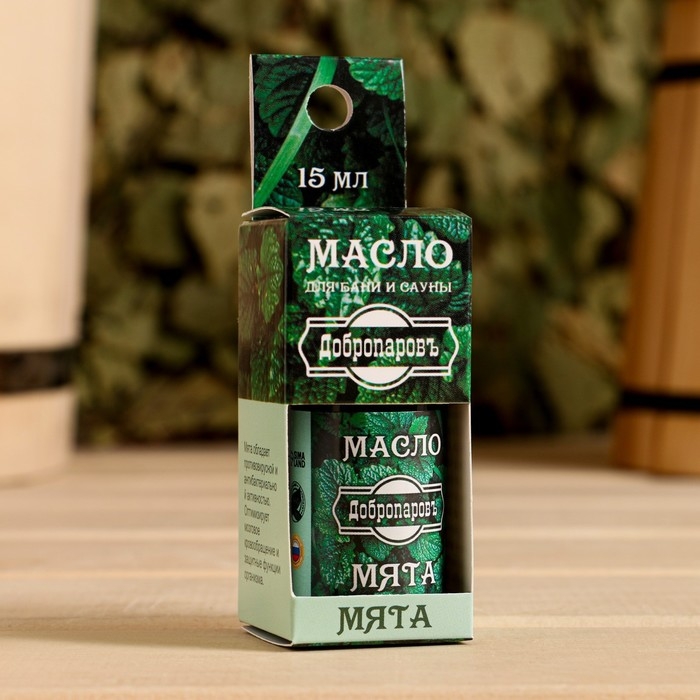 Эфирное масло Эфирное масло "Мята" в коробке с подвесом 15 мл "Добропаровъ"