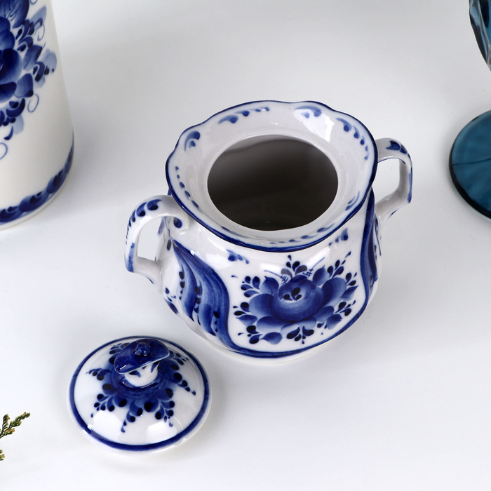 Сахарница &laquo;Силуэт&raquo;, 14х10х14 см, гжель