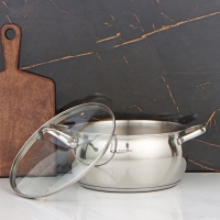 Кастрюля &laquo;Медея&raquo;, 5,2 л, d=24 см, капсульное дно, стеклянная крышка, индукция