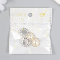 Декор для творчества металл "Жемчужинка в кружеве" набор 4 шт 1,8х1,8х0,5 см