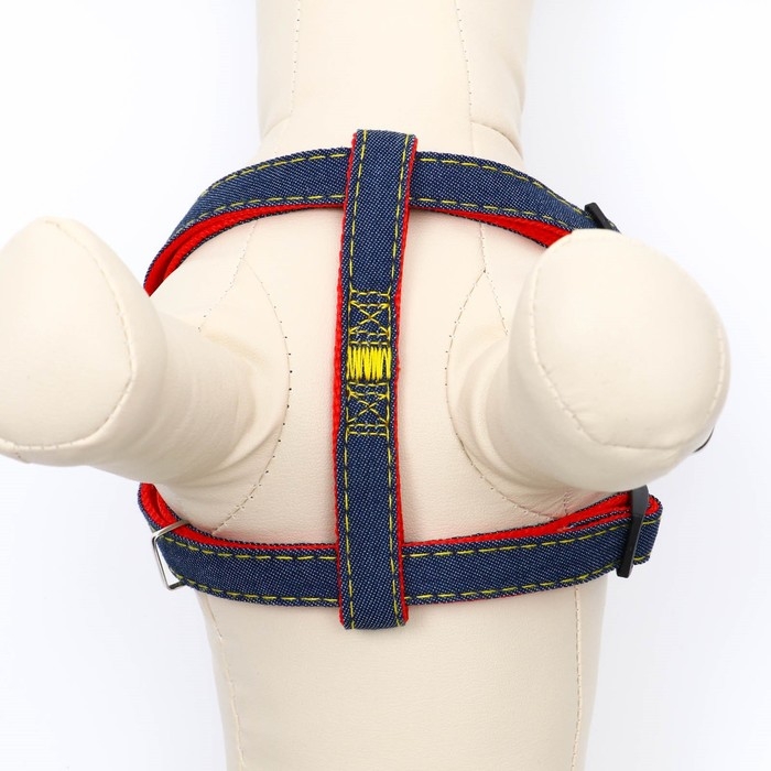 Шлейка Шлейка "Джинс", красный подклад, ширина 1,5 см, ОШ 35-50 см, ОГ 35-50 см