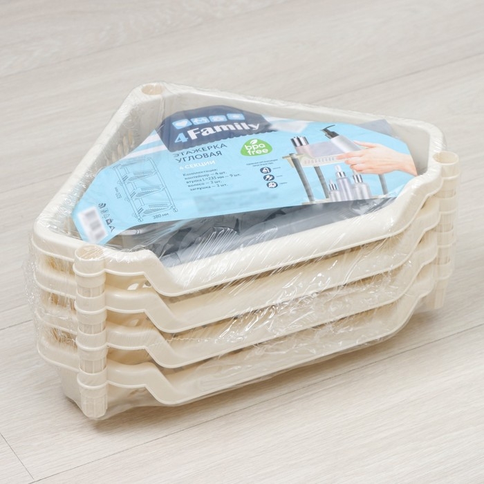 Этажерка угловая 4-х секционная, на колёсиках, цвет МИКС