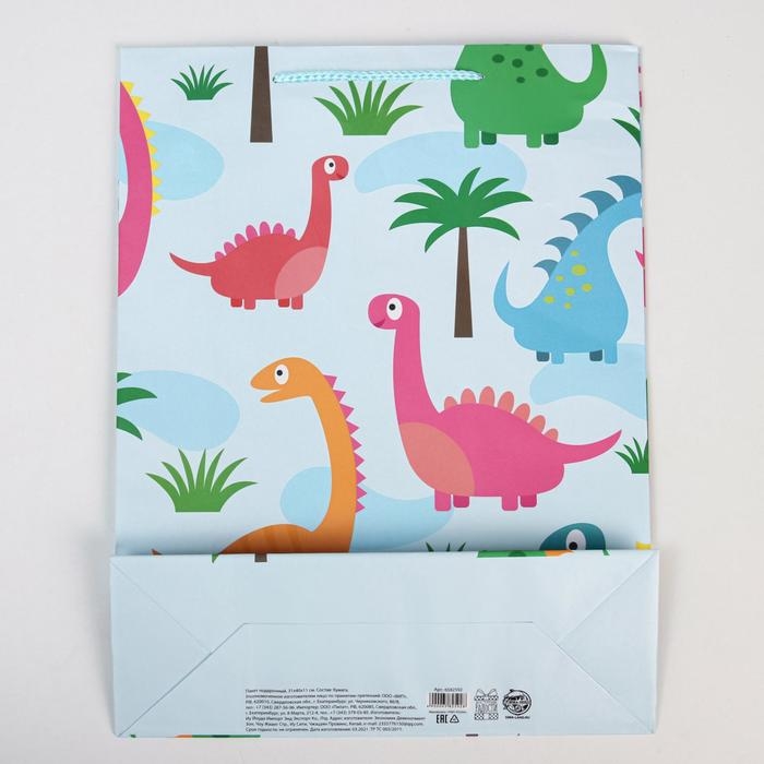 Пакет подарочный ламинированный, упаковка, «Динозавр: Поздравляю», L 28 х 38 х 9 см Пакет подарочный ламинированный, упаковка, «Динозавр: Поздравляю», L 28 х 38 х 9 см