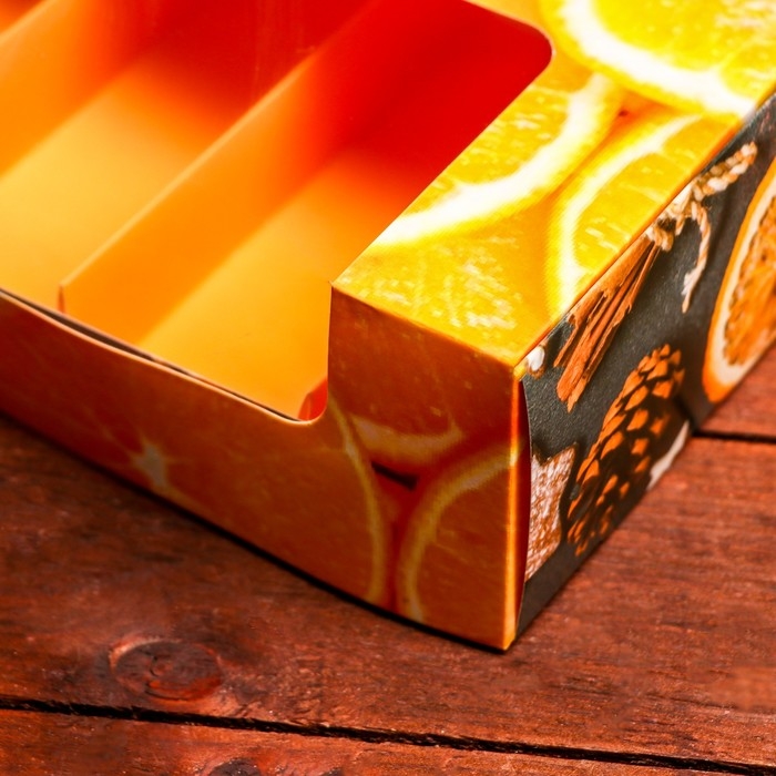 Новый год. Кондитерская упаковка под 5 эклеров Новый год. Кондитерская упаковка под 5 эклеров "Мандарины", 25,2 х 15 х 6,6 см