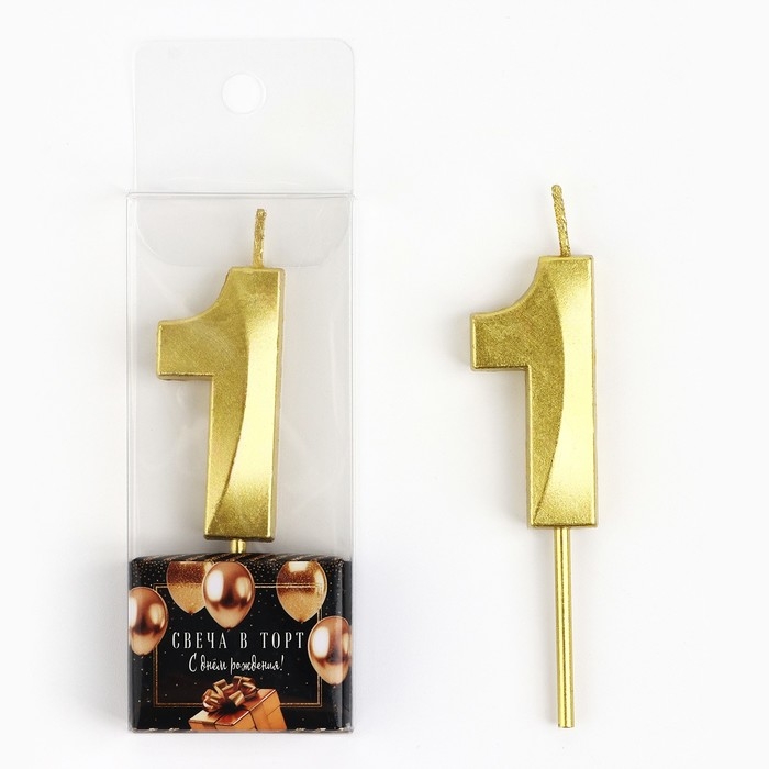Свеча цифра для торта «1», золото, 2,3 х 8 см Свеча цифра для торта «1», золото, 2,3 х 8 см