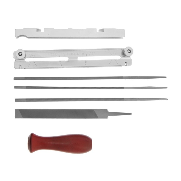 Набор для заточки цепей пил ТУНДРА, сталь ШХ15, шаг 1/4-0.325-3/8 Набор для заточки цепей пил ТУНДРА, сталь ШХ15, шаг 1/4-0.325-3/8", d=4.0-4.8-5.5 мм, плашки 93788