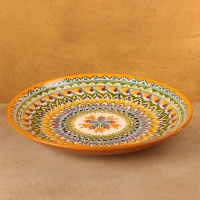 Ляган Риштанская Керамика "Узоры", 32 см, оранжевый